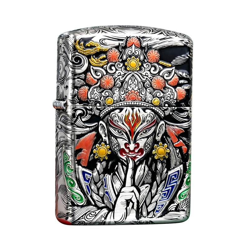 Zippo熏银白鹤童子珐琅彩男送礼