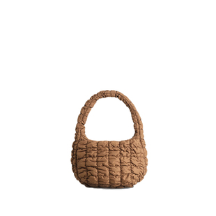 COS云朵包赭石色绗缝单肩包2025新款大容量羽绒包褶皱饺子腋下包