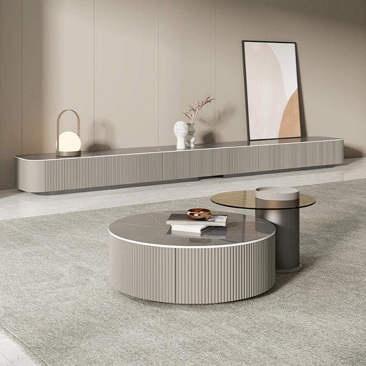 现代轻奢电视柜茶几组合客厅高级感极简岩板电视柜加长款落地柜子,住宅家具,茶几+电视柜,淘宝优惠券,粉丝福利购,淘宝优惠卷