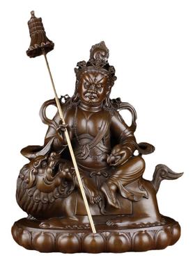 纯铜财宝天王骑狮黄财神密宗佛像