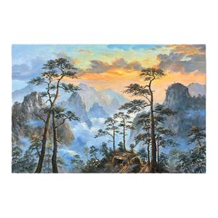 大芬村群山万里客厅装饰画参天大树手绘油画玄关抽象日出风景挂画