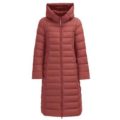 雪伦女士修身中长款轻薄羽绒服