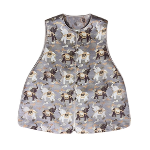 沁月新中式国风100%桑蚕丝小象宋锦A字版中长款高端气质四季马甲