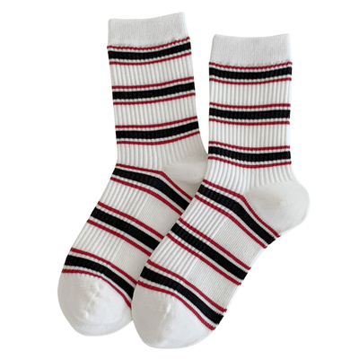 条纹袜子女款秋季中筒袜2025超火