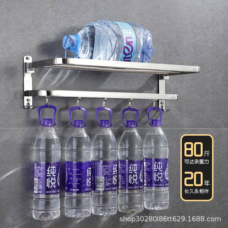 加厚304不锈钢毛巾架免打孔卫生间置物架浴巾浴室挂架厕所架毛巾