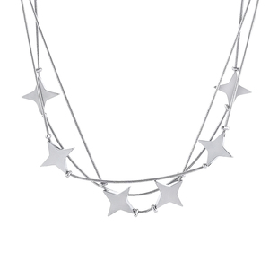 SAZ 金属感磁吸扣实心蛇骨链流苏星星串珠叠戴情侣手链男女生饰品