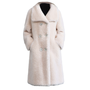 羊剪绒大衣女2025冬新中长款翻领洋气质海宁羔羊毛毛颗粒皮草外套