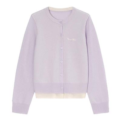 CONCISE-WHITE简白 2025秋季新款假两件LOGO开衫休闲百搭针织衫女