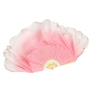 真丝舞蹈扇子跳舞扇藕粉渐变色儿童古典舞艺考扇胶州秧歌扇长绸扇