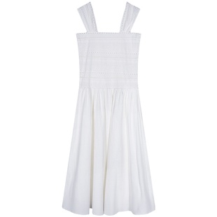 今屿花花白色蕾丝吊带连衣裙女装2026新款春款长裙无袖设计感棉麻