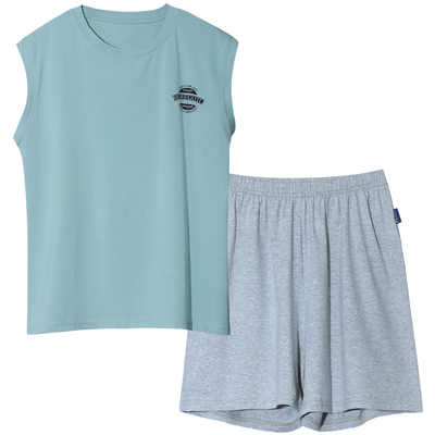 蘑菇兔胖男童背心套装夏季薄款