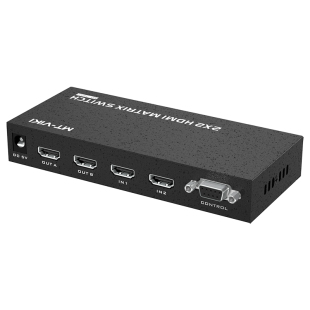 迈拓维矩MT-HD22 HDMI矩阵切换器2进2出高清4K30Hz按键遥控串口控制电脑会议机接投影显示器 断电记忆 免驱动