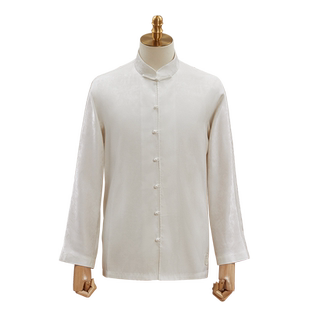 隆庆祥隆庆工坊  江南水乡系列珍珠白新中式立领衬衫