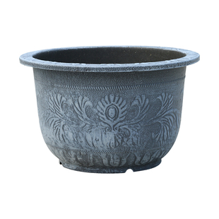 加厚欧式仿水泥灰塑料大号花盆户外园林种树养鱼睡莲荷花盆铁树盆