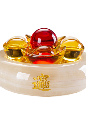 石诚记天然玉石盆满钵满摆件