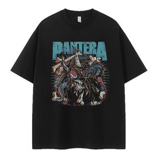 PANTERA潘多拉乐队小众设计感嘻哈朋克复古美式街头摇滚短袖T恤衫
