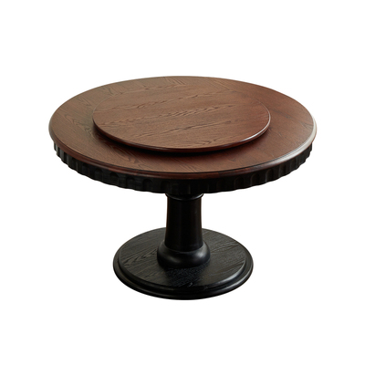 法式中古风实木圆形餐桌