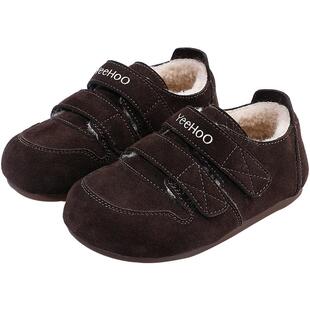 英氏童鞋儿童棉鞋冬季女童反绒皮勃肯鞋小童加绒棉鞋舒适宝宝鞋子