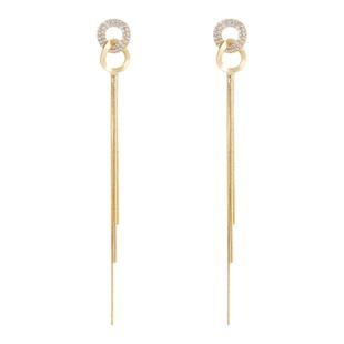 金色流苏长耳线女2025年新款爆款高级感耳钉耳坠小众气质耳环耳饰