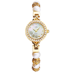 女士石英表时尚潮流小巧珍珠精致贝母小表盘防水指针式手链手表女