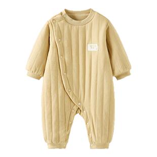 童泰婴儿连体衣秋冬季纯棉夹棉宝宝衣服新生儿哈衣爬服恒温睡衣