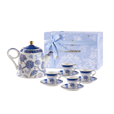 Amieenor藏青金章骨瓷咖啡杯套装