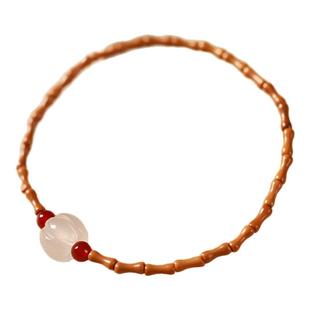 国风小清新橄榄核上岸竹节玉石南瓜珠迷你星月菩提细款叠戴女款链