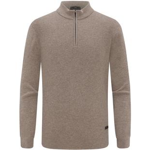 【羊毛羊绒】EMZ鄂尔多斯秋冬新款感老钱风半拉链针织毛衣男