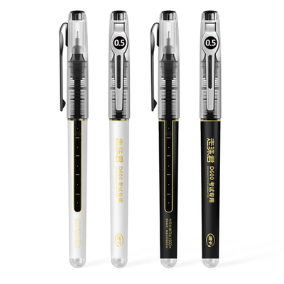 点石考试碳素黑直液式中性笔快干