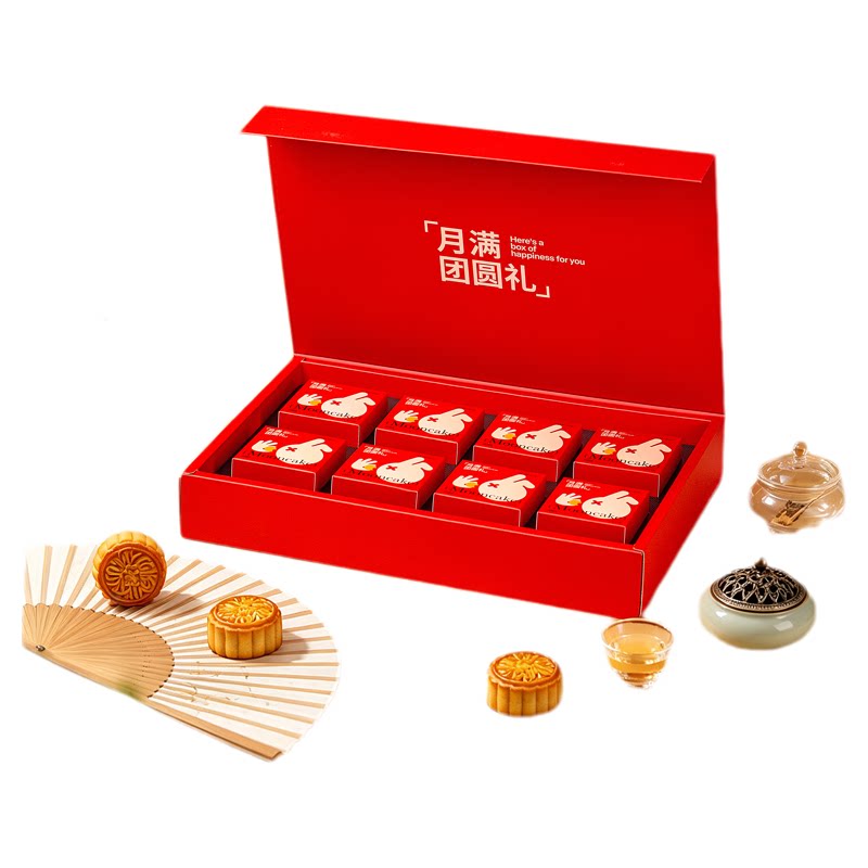 中国风红色月饼礼盒中秋送伴手礼