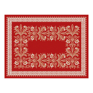 红色法式新年节日希尔薇花皮革餐桌垫台面西餐垫餐盘碗垫防水防油