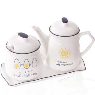 陶瓷调料瓶厨房家用醋壶酱油瓶油壶辣椒油罐味精盐调味罐组合套装