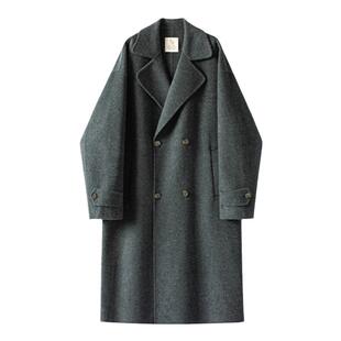 【限时清仓】秋冬季重磅850G长绒羊毛双面呢大衣男轻奢牛角扣外套