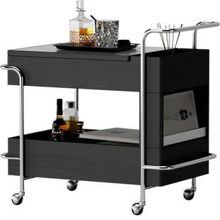 柯布推车移动实木不锈钢复古客厅移动茶几台面可升降沙发边几桌子