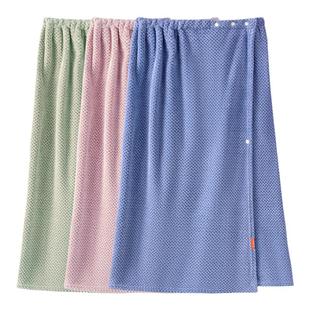 三利浴巾女可穿可裹大人浴裙浴袍比纯棉吸水裹巾干发帽毛巾三件套