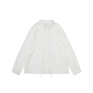 sameuoo散养文化「风絮」镂空麻花长袖衬衫春 可调节抽绳浪漫衬衣