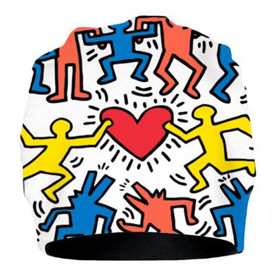 keith haring联名凯斯哈林潮ins涂鸦全幅包头帽男女加绒保暖帽子