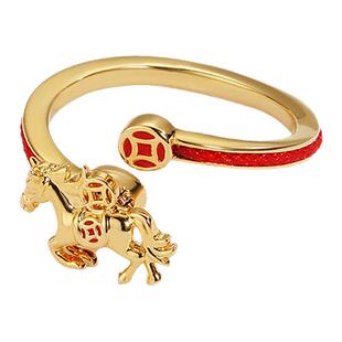 卡洛美马跃钱程戒指女新年本命年马到成功开口红绳指环高级感百搭