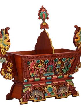 藏式实木彩绘切玛盒八宝五谷盒
