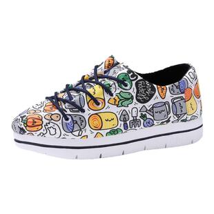 Tt&Mm/汤姆斯防滑厚底涂鸦帆布鞋女鞋增高春季新款松糕底可爱布鞋