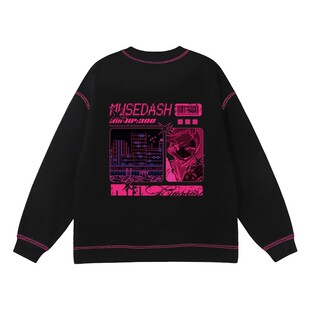 新品MuseDash暮色电台卫衣反缝圆领长袖秋冬宽松日系周边喵斯快跑