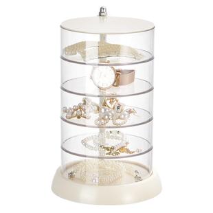 首饰收纳盒透明旋转多层耳环钉项链皮筋花发卡夹子儿童头绳整理架