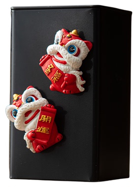 国风红色小醒狮可爱狮冰箱贴磁贴磁性贴个性创意磁吸装饰小摆件