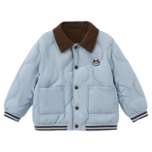 moimoln小云朵童装25年冬季新款加厚羽绒服男宝宝冬装双面穿外套