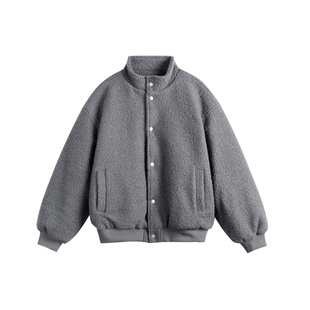 橘子树在哪儿美式复古立领棒球服外套女冬季慵懒软糯宽松休闲夹克