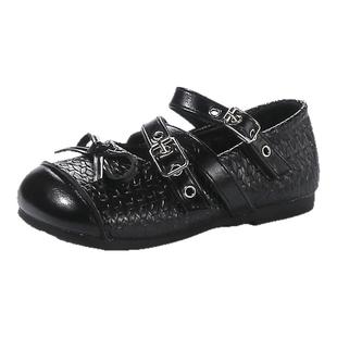 森系漂亮女童单鞋浅口船鞋2025夏季季新款银色小皮鞋豆豆玛丽珍鞋