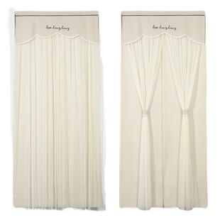 蕾丝飘纱门帘卧室布艺家用夏季防蚊纱帘双层免打孔四季装饰隔断帘