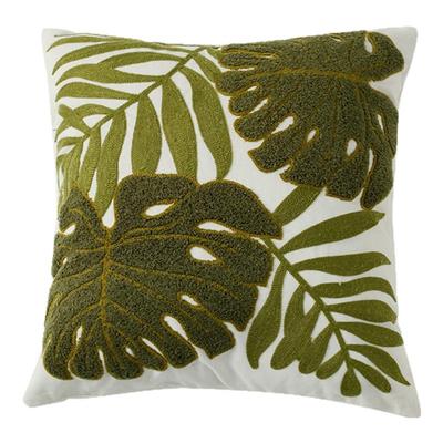 森系绿色植物抱枕轻奢高级感刺绣