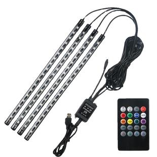 汽车氛围灯车内改装免接线脚底内饰led灯USB气氛灯音乐节奏灯装饰