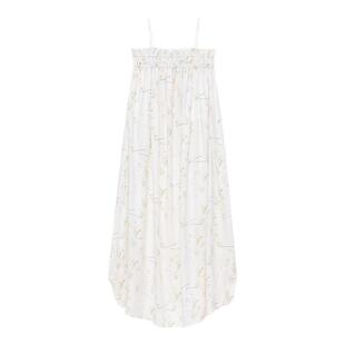 MANITO/曼尼陀Sophia 木耳边长袖飘带连衣裙真丝桑蚕丝睡裙